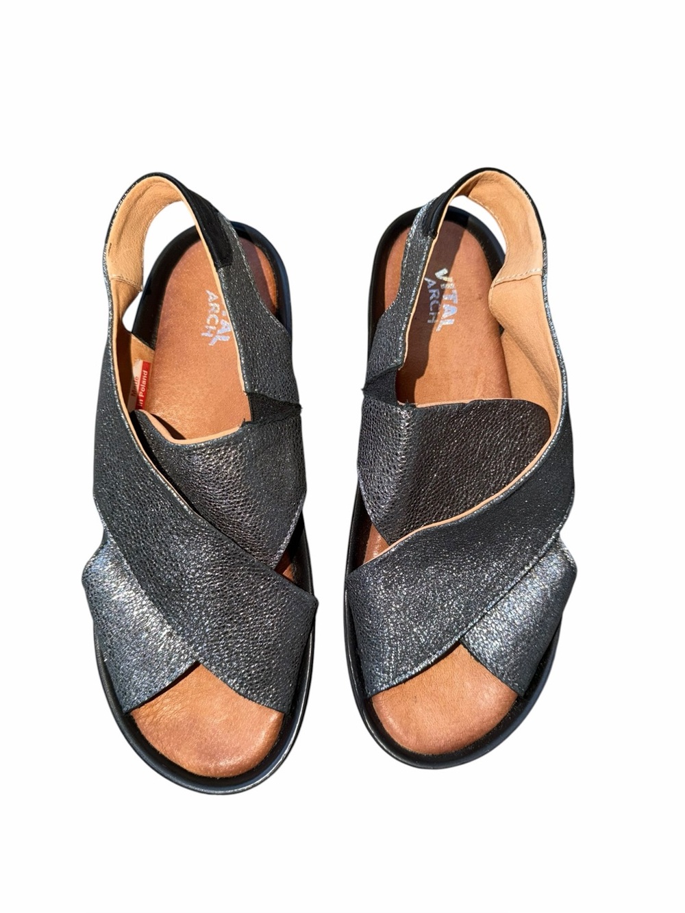 Vital Arch Metallic Silver Platform Slingback Sandals Size 38 NWOT - Picture 3 of 7